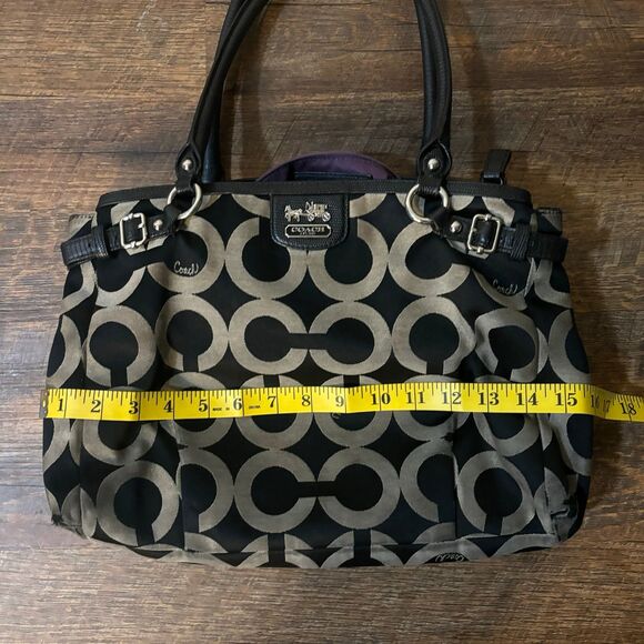 Coach Signature Canvas Black Gray Shoulder Tote Handbag M1220-22344 - Picture 9 of 10